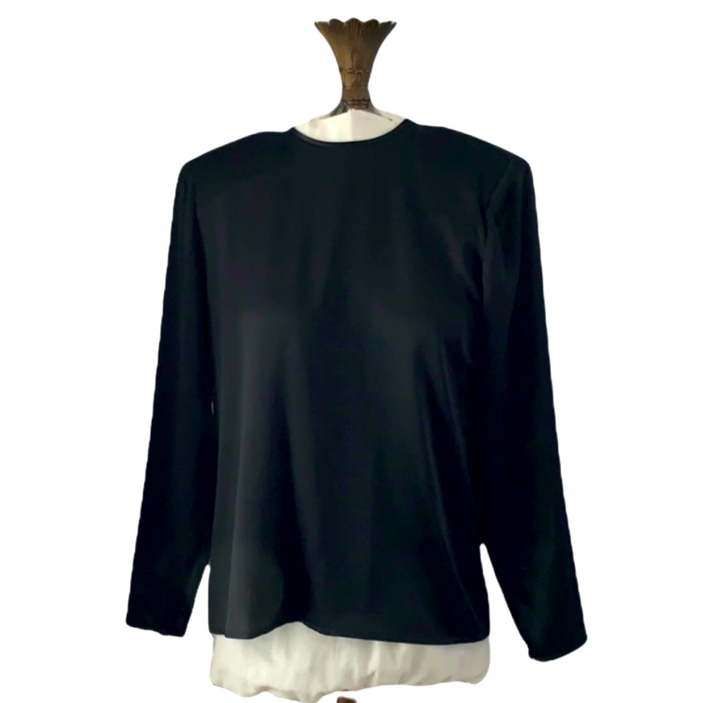 Adrianna Papell Size 8 Black 100% Silk Top